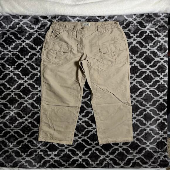 Vintage LL Bean Cargo Hiking Pants Women's Medium Lightweight Snap Roll Up Legs - Picture 1 of 8